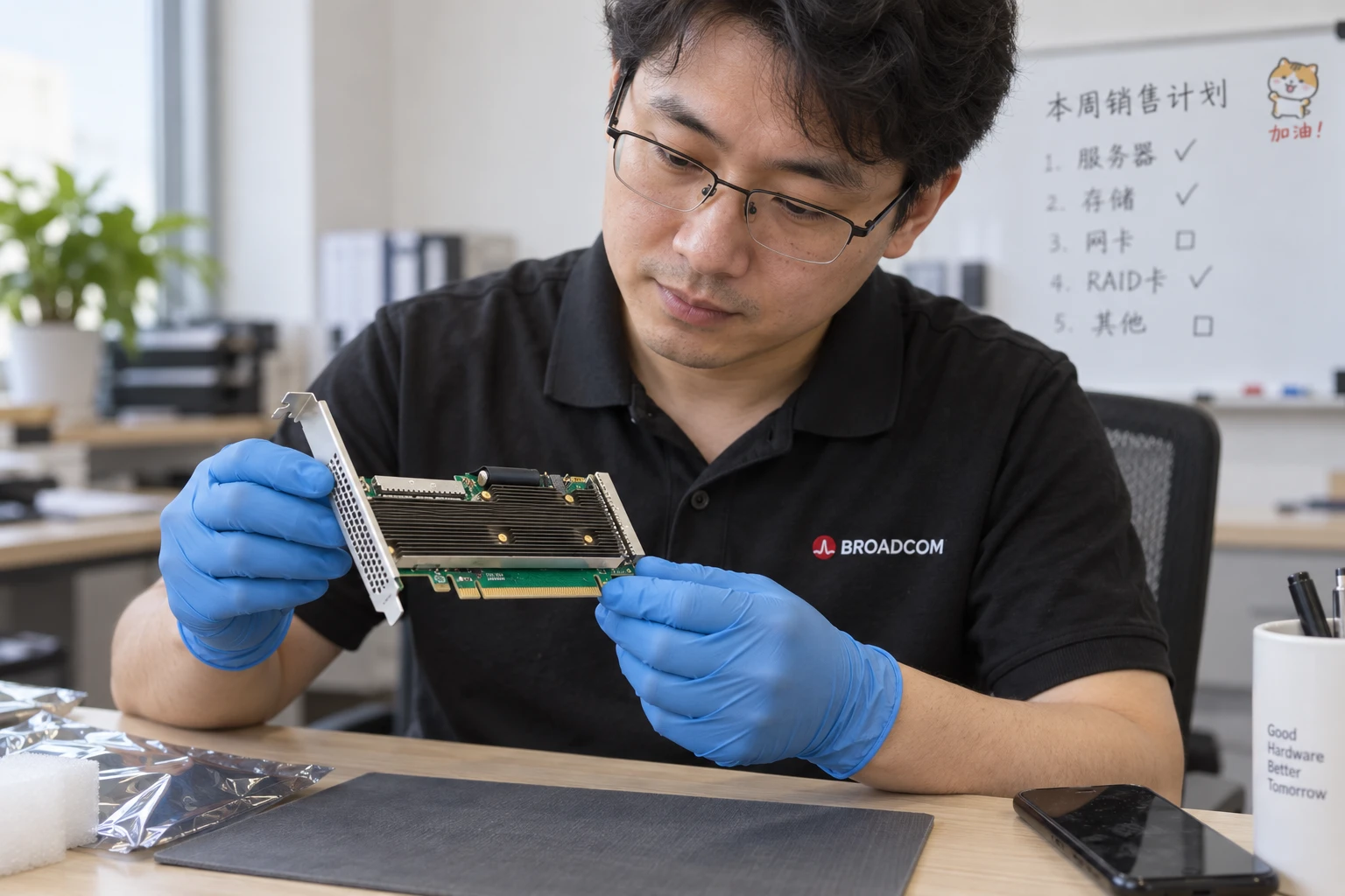 Illustrative inspection view of the Broadcom MegaRAID 9760W-32i RAID controller