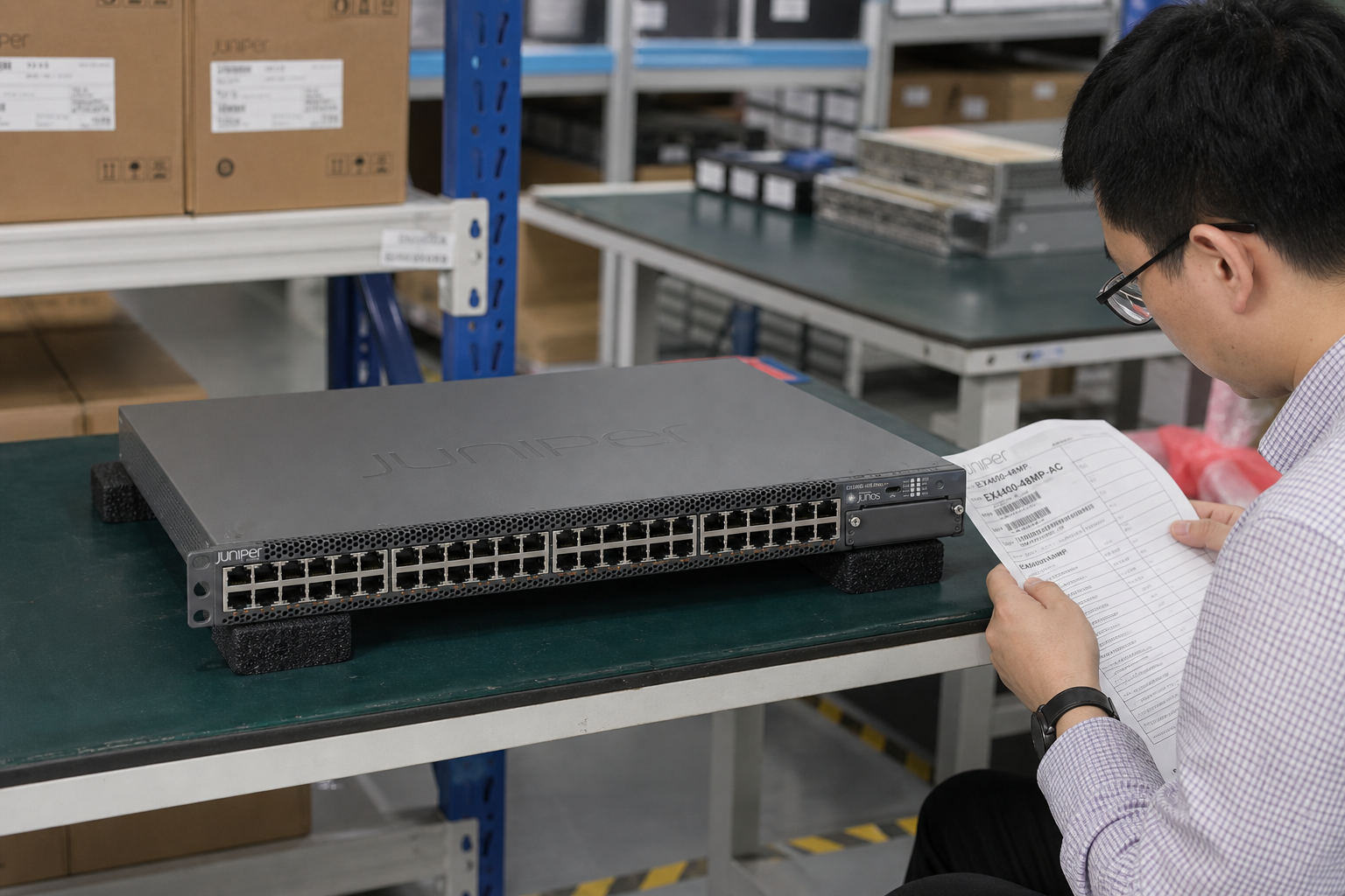 Juniper EX4400-48MP exact-model warehouse photograph